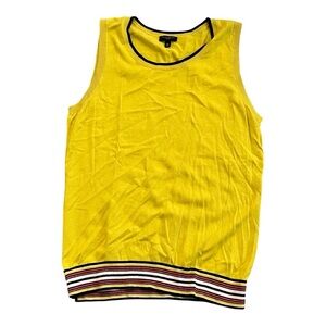 Talbots Women's Yellow Navy Red Striped Knit Tank Top- Size Petite M